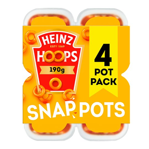 Heinz Spaghetti Hoops Snap Pots In Tomato Sauce 4 X190g