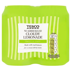 Tesco Diet Cloudy Lemonade 4 X 330Ml