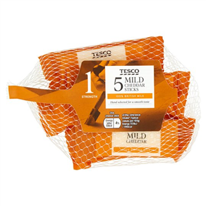 Tesco British Mild Cheddar Snack Sticks 5X20g