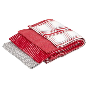 Tesco Rustic Red Dobby Tea Towel 4 Pack