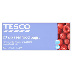Tesco Zip Seal Food & Freezer Bags Medium 20S