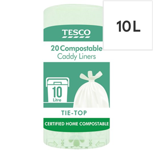 Tesco Tie Top Compostable Caddy Liners 20 Pack 10L