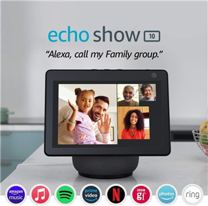 Echo Show 10 (3rd gen)  HD smart display with motion and Alexa, Charcoal Fabric
