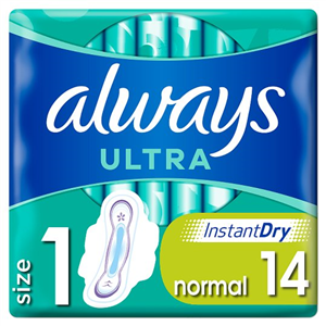Always Ultra Normal Size 1 Sanitary Towels With Wings 14 Pack