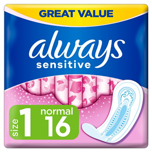 Always Sensitive Normal Size 1 Sanitary Towels 16 Pack