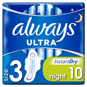 Always Ultra Night Size 3 Sanitary Towels With Wings 10