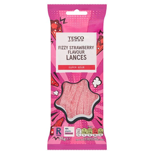 Tesco Fizzy Strawberry Flavour Lances 75G