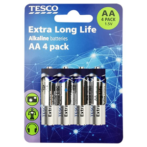 Tesco Extra Long Life Aa 4 Pack