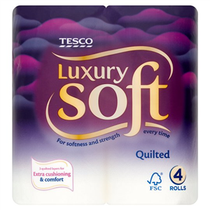 Tesco Luxury Soft Quilted Toilet Tissue 4 Rolls