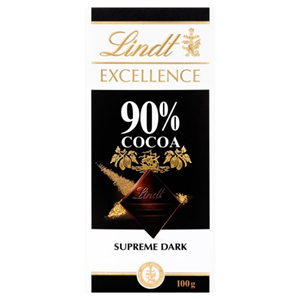 Lindt Excellence Dark 90% Cocoa Chocolate Bar 100G