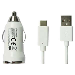 Tesco 2.4A Car Charger With Usb C Cable 1M White