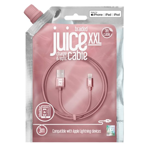 Juice Apple Lightning 3m Braided Charging Cable Rose Gold