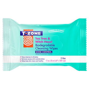 T-Zone Tea Tree & Witch Hazel Shine Control Cleansing Wipes 25