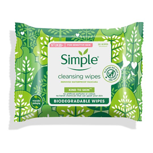 Simple Biodegradable Cleansing Wipes 20'S