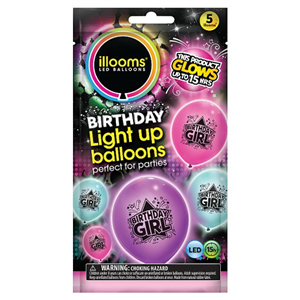 Illoom Birthday Girl Balloons 5 Pack