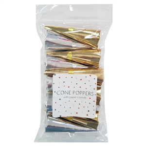 Silver & Gold Cone Poppers 10 Pack