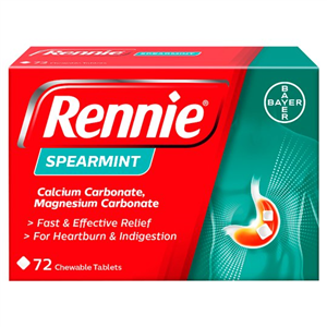 Rennie Spearmint Indigestion Tablets 72'S