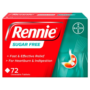 Rennie Sugar Free Chewable Tablets Spearmint 72'S