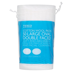 Tesco Large Oval Cotton Wool Pads Double Faced 50
