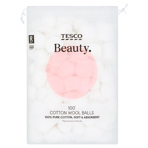Tesco Beauty Cotton Wool Balls 100 Pack
