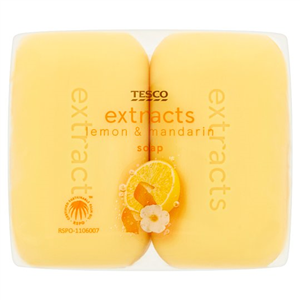 Tesco Extracts Lemon & Mandarin Soap 4X125g