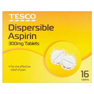 Tesco Dispersible Aspirin 300Mg 16 Tablets