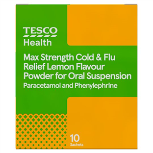 Tesco Max Strength Cold And Flu Sachets Lemon 10