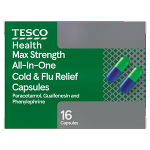 Tesco Max Strength All In One Cold & Flu 16 Capsule