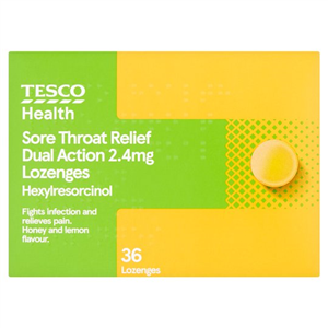 Tesco Health 36 Dual Action Lozenges Honey Lemon