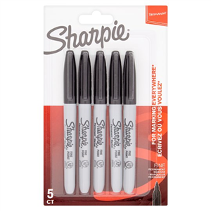 Sharpie Permanent Markers Black 5 Pack