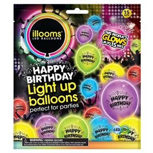 Illooms Happy Birthday Balloons - 15Pk