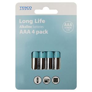 Tesco Long Life AAA 4 Pack