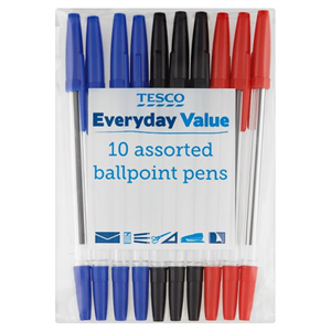 Tesco Everyday Value Assorted Pens 10 Pack