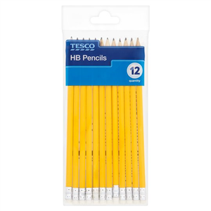 Tesco HB Pencils With Erasers 12 Pack Bulk Tray