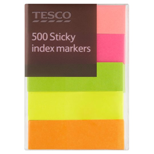 Tesco Sticky Index Markers 100 Sheet 5 Pack