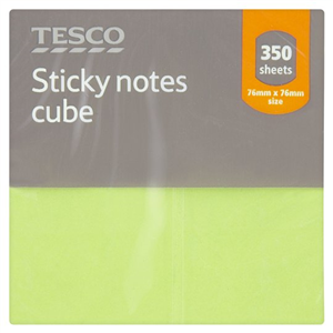 Tesco Sticky Note Cube 76 X 76mm 350 Sheets