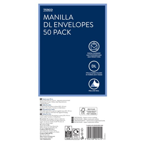 Tesco Manilla Envelopes Dl 50 Pack