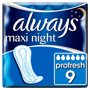 Always Maxi Size 3 Night Sanitary Towels 9 Pack