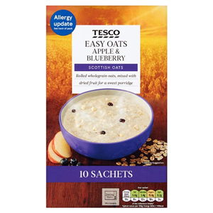 Tesco Easy Oats Apple & Blueberry Porridge 10 X36g