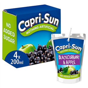 Capri Sun No Added Sugar Blackcurrant & Apple Juice Drink 4 X 200Ml