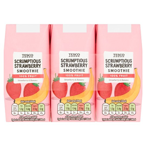 Tesco Scrumptious Strawberry Smoothie 3X200ml