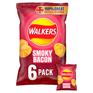 Walkers Smoky Bacon Crisps 6 X 25 g