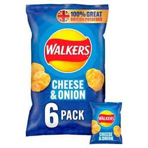 Walkers Cheese & Onion Crisps 6 X 25 g
