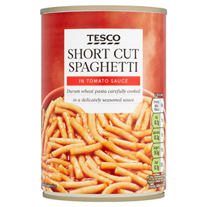 Tesco Short Cut Spaghetti In Tomato Sauce 410G