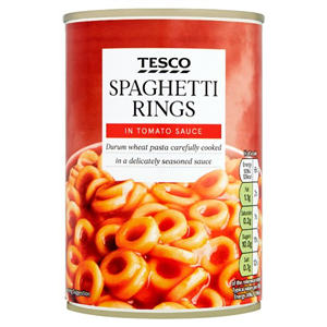 Tesco Spaghetti Rings In Tomato Sauce 410G