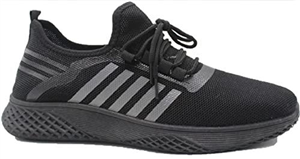 MENS LACE UP GYM FLAT LIGHTWEIGHT WALKING RUNNING SPORT SNEAKERS TRAINERS SHOES Black Grey