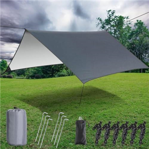 Hammock Rain Fly Tent Tarp,GINTOGE Multifunctional Waterproof Camping Shelter, 300cm x 300cm lightweight Windproof Snowproof Outdoor Sunshade Fly for Hammock-Tent Stakes and Ropes (Gray) No Poles