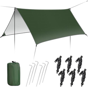 GEEDIAR Hammock Rain Fly Tent Tarp 300 x 300cm - PU3000MM-Anti-UV, Lightweight Waterproof Camping Shelter for Outdoor, Travel, Sunshade, Rain, Hammock - Poles Not Included (Dark Green)