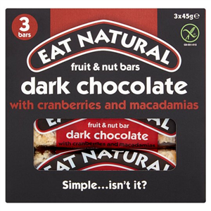 Eat Natural Dark Chocolate Cranberry & Macadamia Bars 3X45g