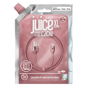 Juice Braided Lightning Cable 2m Rose Gold